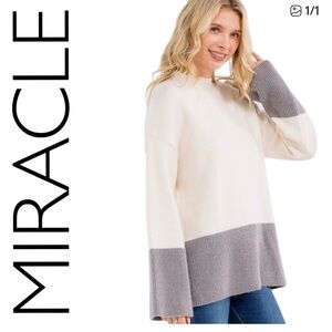 0240:  MIRACLE NWT SWEATER CREAM GREY (OCL)